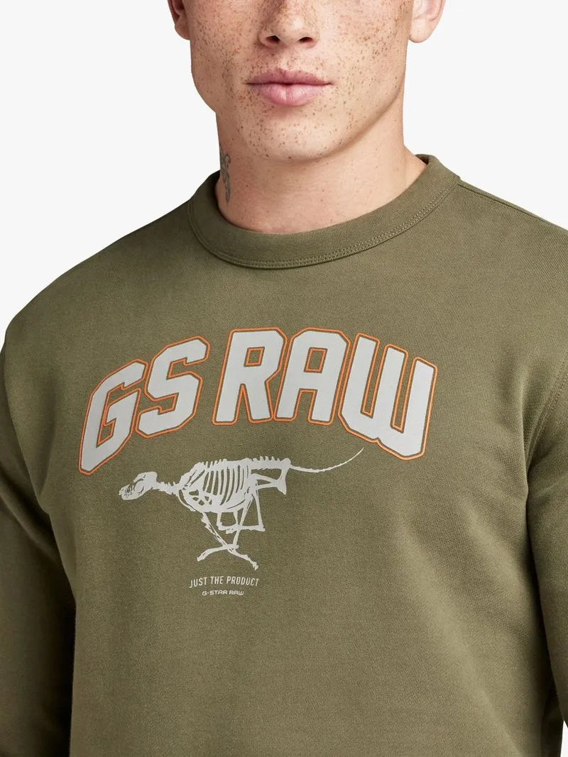 G-Star Men's Skeleton Dog Graphic Shadow Olive Sweater