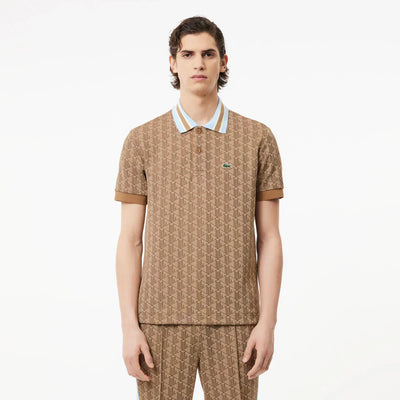 Lacoste Contrast Collar Monogram Polo Shirt