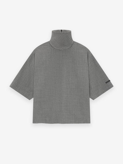 Wool Canvas High Neck Short Sleeve Shirt