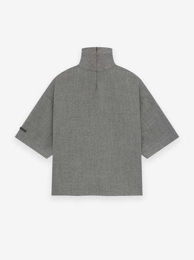 Wool Canvas High Neck Short Sleeve Shirt
