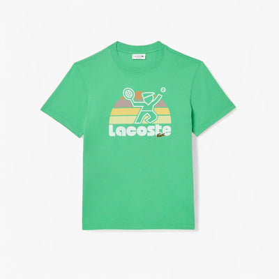 Washed Effect Tennis Print T-Shirt